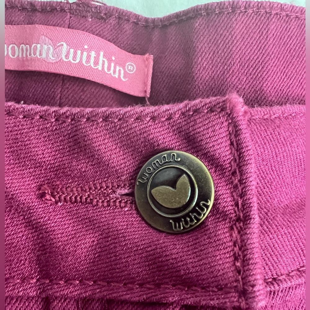Woman Within Jeans Size 18W. Color is burgundy - Picture 2 of 7